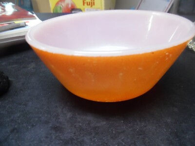 Vintage mid-century Federal  orange & white bowl -5