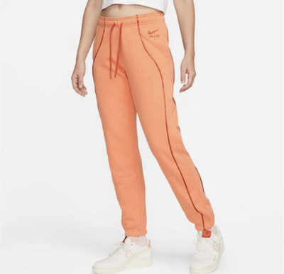Women’s Nike Air Mid Rise Jogger Sweatpants Orange Sz Small-image