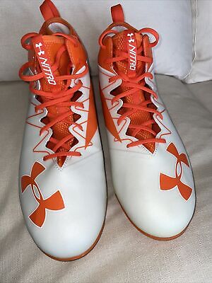 Under Armour Nitro Football Cleats Mid Orange White Men's SZ 16 | 1287491-180 P6-image