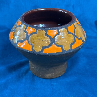 Vintage RETRO mid century pottery ALDO LONDI for BITOSSI - Orange Vase 1960s-image