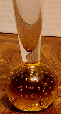 Vintage Scandinavian Mid-Century Orange and Clear Glass Bud Vase-image