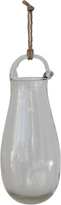 Creative Co-Op Hanging Hand Blown Glass Jute Hanger, Clear Vases, 8