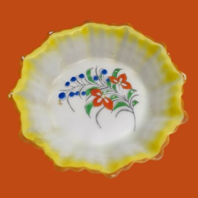 Mid Century Gold Castle Porcelain Trinket Dish Ashtray  4.5