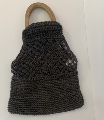 Creative Co-op Inc Jute gray crochet handbag-image