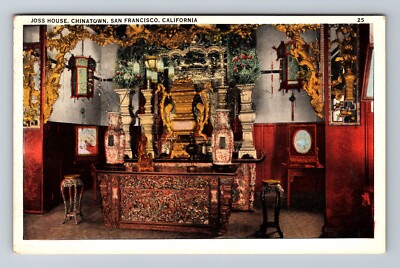 San Francisco CA-California Joss House Chinatown Vintage c1933 Postcard Postal-image