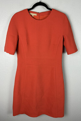 Michael Kors Italy Orange Sheath Dress Wool Size 10-image