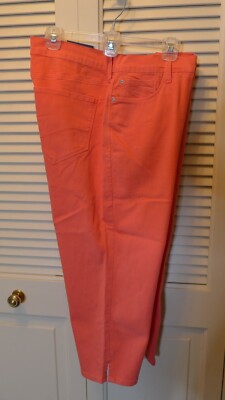 Womens Capri Crop Pants NYDJ Ariel Coral Hot Orange 2% Spdx Plus 14W NWT Sexy-image