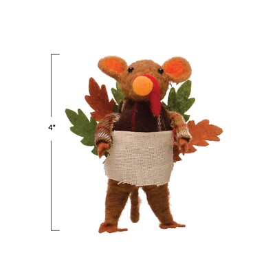 Creative Co-Op Wool Felt TURKEY MOUSE 4