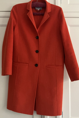 Jigsaw Ladies Coat Orange 80% Wool Unstructured Pockets Unlined Size XS-image