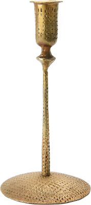 Creative Co-Op Hand-Forged Hammered Metal Taper, Antique Brass Finish -image