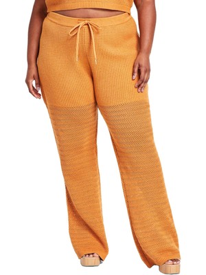 NINA PARKER Womens Orange High Waist Pants Plus 2X-image