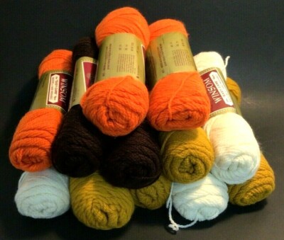 12 Skeins Vtg Mid Century Acrylic Afghan Yarn Gold Orange Brown Fleisher Winsom-image