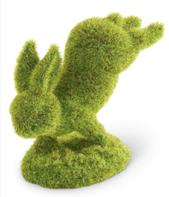 Creative Co-Op Easter Flocked Moss Bunny Mossy Hopping Rabbit Figurine NEW-image
