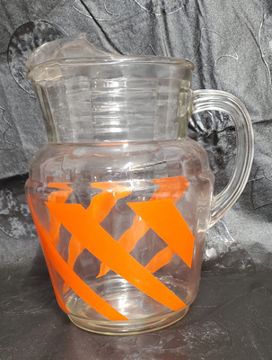 Vintage Orange Swirl Pitcher Mid Century  MCM-image