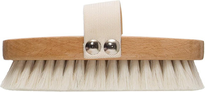 Creative Co-Op Beech Wood Bath Elastic Band & Metal Rivets Brush, Brown -image