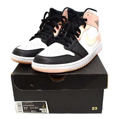 Nike Air Jordan 1 Mid Crimson Tint 554724-133 Pink Arctic White Black Size 11.5-image