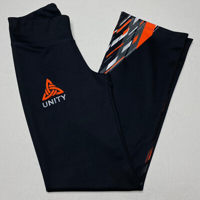 Unity Womens Active Pants sz M Black Orange Mid Rise Bootcut Stretch Pocket-image