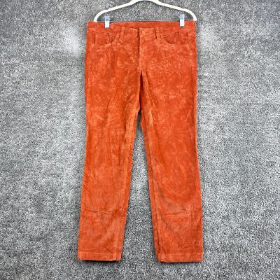 Bisou Bisou Corduroy Straight Jeans Women's Size 12 Orange Mid Rise 5-Pocket-image