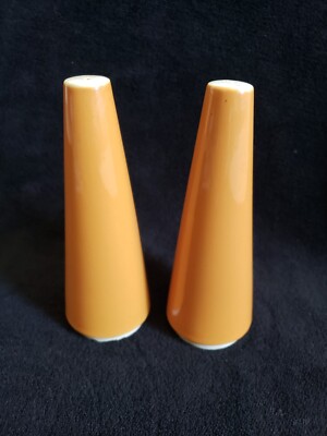 Vintage 1970s Homer Laughlin Morocco Salt Pepper Shakers Orange Mid Century MCM-image