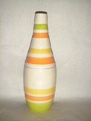 MID CENTURY MULTI STRIP CERAMIC VASE 10