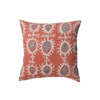 Patterned Cotton Voile Pillow, Multicolor, Orange-image