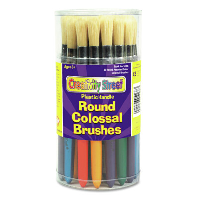 Creativity Street 5168 Round Profile Natural Bristle Colossal Brush (30/Set) New-image