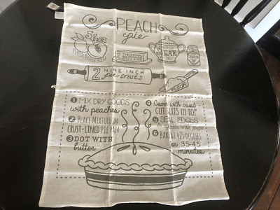Large Tea Towel with Peach Pie Recipe and Graphics by Creative Co-Op-image