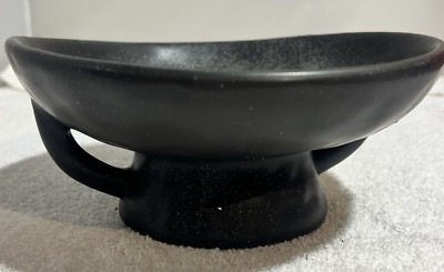 Creative Co-Op Stoneware Bowl with Handle and Base, Black Glaze Free Shipping-image