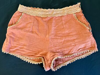 Loveriche Burnt Orange Canvas Shorts Small Fully Lined-image