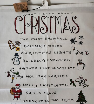 Christmas Hand towel 100% cotton What I love about Xmas By Creative Co-Op-image
