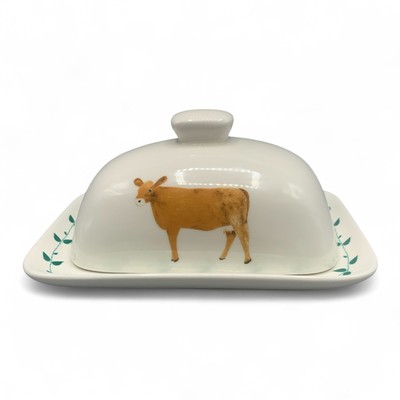 Creative Co Op Butter Dish Country Cow 7 1/4