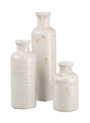 Sullivans White Ceramic Vase Set, Farmhouse Decor, Home Decorative Vase, Vase...-image