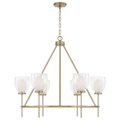 Capital Lighting Joss 6 Light Chandelier, Brass/Layered White/Clear - 455961AD-image