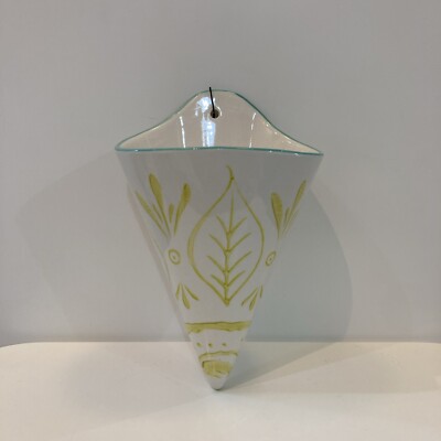 Creative Co-op Stoneware Wall Cone Vase, Wall Pocket, Vase, Pottery-image