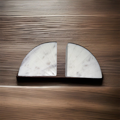 Creative Co-Op Marble White And Grey Veining ￼Bookends (Set of 2 Pieces)-image