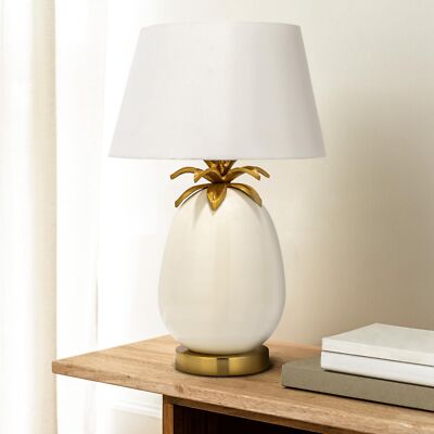 Creative Co-Op Tropical Metal Base Table Lamp with Pineapple Detail and Shade...-image