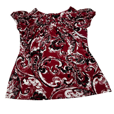Style co Women Top Size Medium M Pink Black White Paisley Babydoll Colorful Boho-image