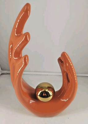Ceramic Abstract Angle Wings Orange/ Gold Modern Home Decor Entrance Table 12