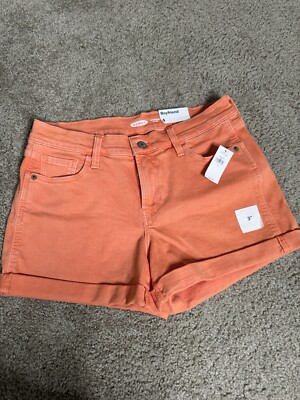 Women's Mid Rise Orange Boyfriend Jean Shorts 3