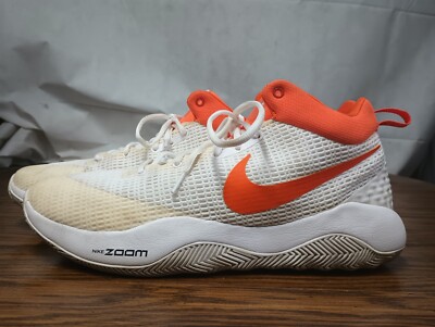 Nike Zoom Rev Sneakers Mens 14.5 White Orange Lace Up Basketball Shoes Mid Top -image