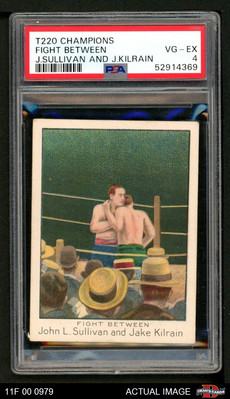 1910 T220 Champions White Border John L. Sullivan / Jake Kilrain PSA 4 - VG/EX-image