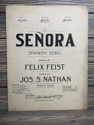 Vintage Sheet Music Senora Jos S Nathan 1907-image