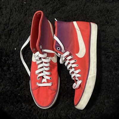 Nike Women’s Mid Blazer Primo Court Sneakers Size 8 Coral Orange Purple Ombre-image