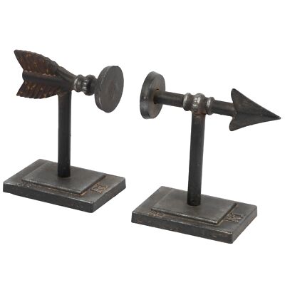 Creative Co-Op Bronze Arrow Shaped Cast Iron Bookends Set of 2 Pieces-image