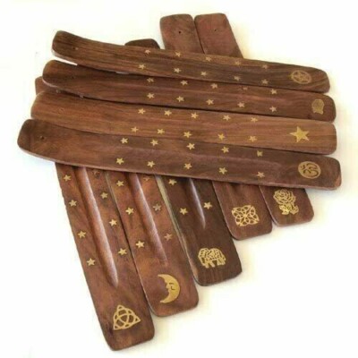 Wooden Incense Sticks Holder Joss Incense Burner Ash Catcher 25cm -2 Pc Assorted-image