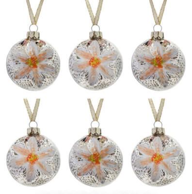 Easter Flower Round Ornaments Vintage-style New in Box Set of 6 Romance-image