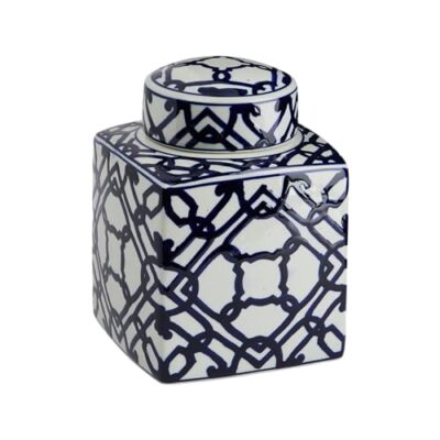 P Decorative Ceramic Ginger Jar With Lid Blue And White Large-image