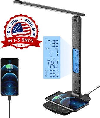 Regulable LED Escritorio Luz Sensor Táctil Mesa Lámpara De Lectura Junto Cama US-image