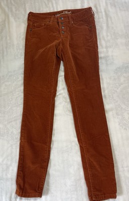 Women's Universal Thread Burnt Orange Courdoroy Mid Rise Skinny Pants - 00 / 24R-image