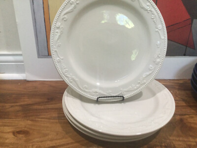 White Embossed Dinner Plates Mesa International ~ 12